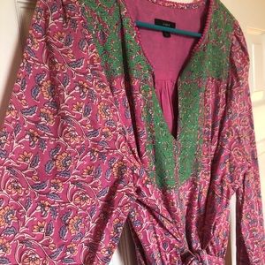 Jcrew maxi cotton dress with embroidered neckline.